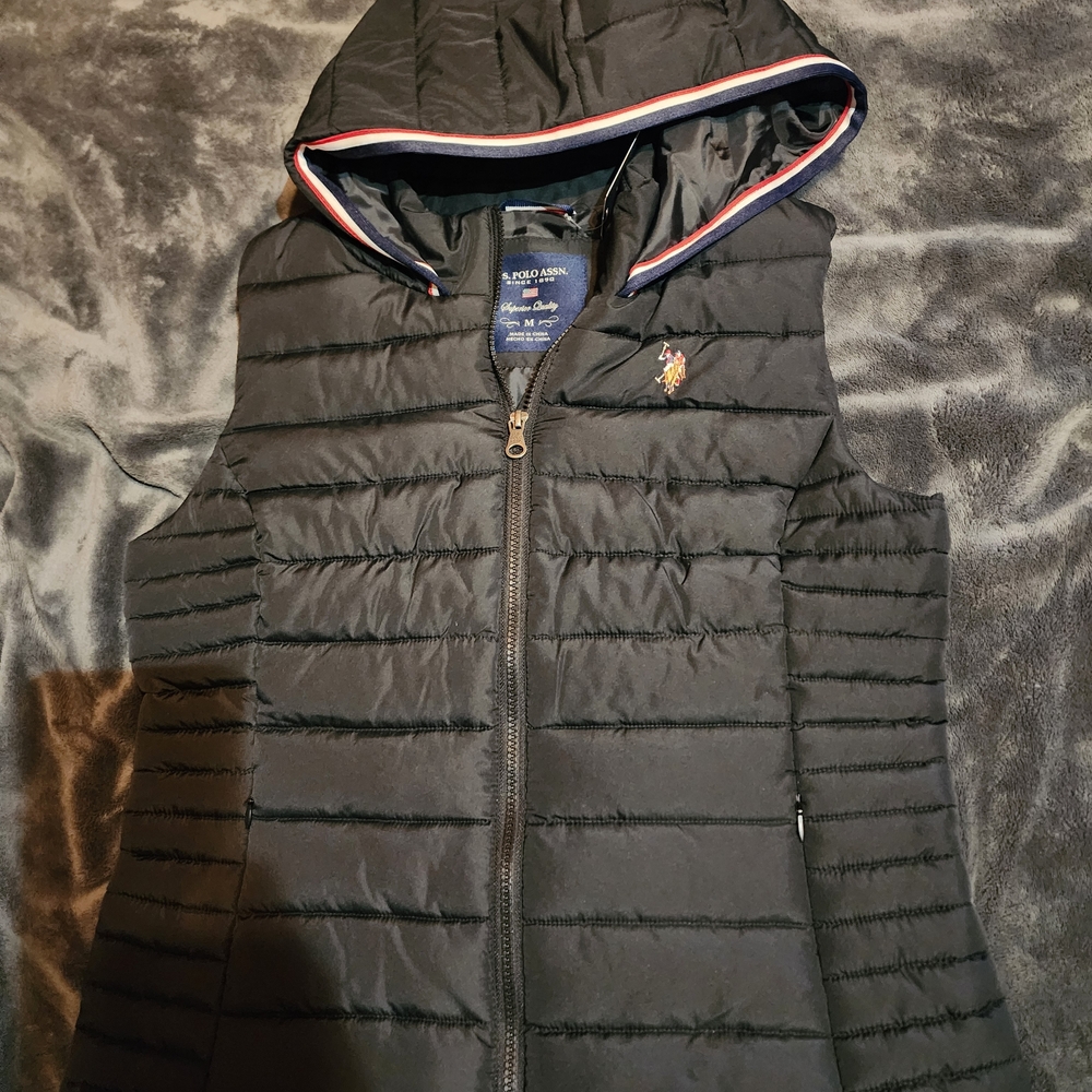 U.S. Polo Assn. Black Hooded Puffer Vest